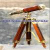 Mahira NauticalSolid Brass Telescope with Wooden Tripod Nautical Leather Spyglass GiftSolid Brass Telescope with Wooden Tripod Nautical Leather Spyglass Gift view 3