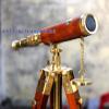Mahira NauticalSolid Brass Telescope with Wooden Tripod Nautical Leather Spyglass GiftSolid Brass Telescope with Wooden Tripod Nautical Leather Spyglass Gift view 4