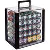 Poker Knights Poker Chips Set - 1000 Heavyweight (13.5-Gram) Clay Composite Chips with Numbers, 10 Acrylic Trays, & Clear Carry Case - Professional Casino Supplies, Kits, Holders, & Storage Container view 1