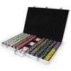 Brybelly Showdown Poker Chips Set - 1000 Heavyweight (13.5-Gram) Clay Composite Chips, 10 Acrylic Trays, and Clear Carrying Case - Professional Casino Supplies, Kits, Holders, & Storage Container view 1