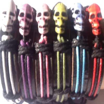 6-piece Assorted Skull Bracelets