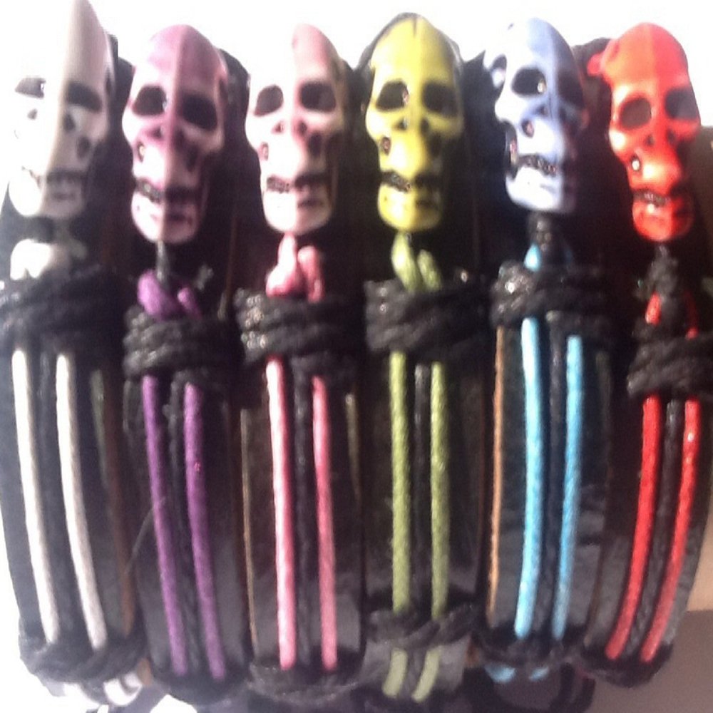 6-piece Assorted Skull Bracelets
