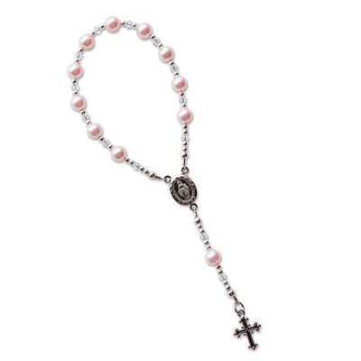 Precious Pieces Sterling Silver Pink Baby Rosary Baptism Gift for Baby Girls