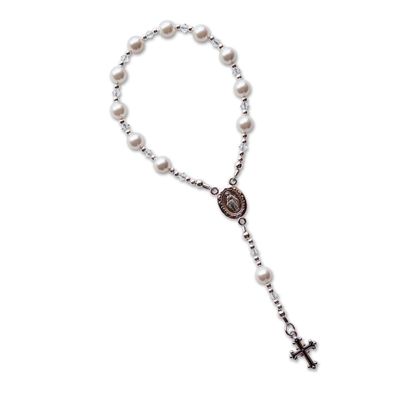Precious Pieces 925 Sterling Silver White Baby Rosary Baptism Gift