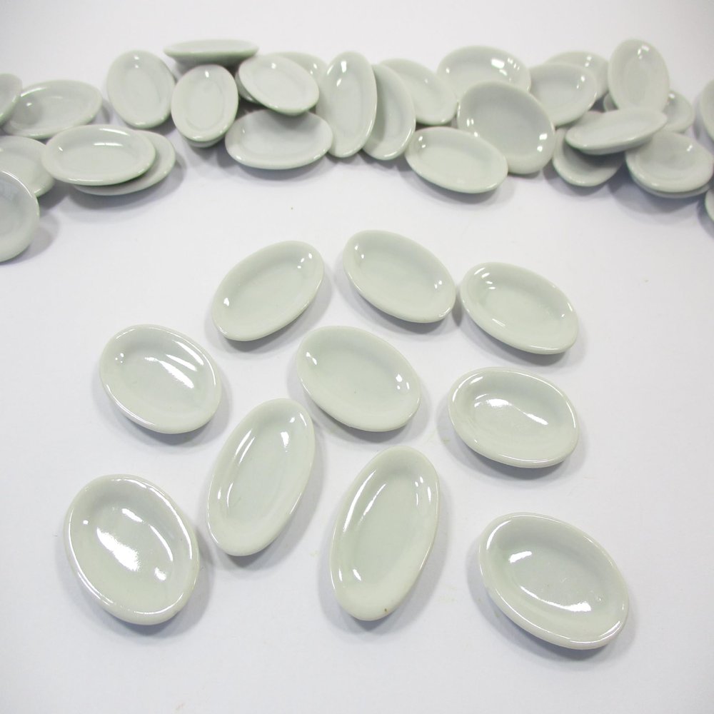 10x30mm Mini White Oval Plate Dish Dollhouse Miniature Kitchenware Ceramic 10831