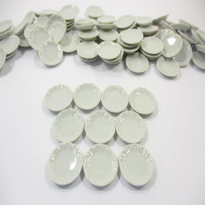 10x20mm White Scallop Plate Dish Dollhouse Miniature Ceramic Kitchenware 10835