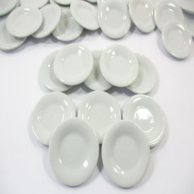 10x35mm White Round Plates Dish Dollhouse Miniature Ceramic Kitchenware 10841