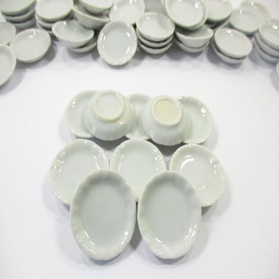 10x30mm White Round Plate Dish Ceramic Kitchenware Dollhouse Miniature 10843