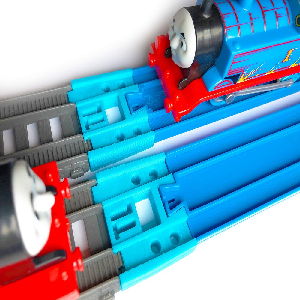 TrainLab.com adapters Compatible with 2014 Gray Thomas and Friends Trackmaster and Plarail Track, Perfect for Seamless Track Expansion and Fun 2pc Light Blue