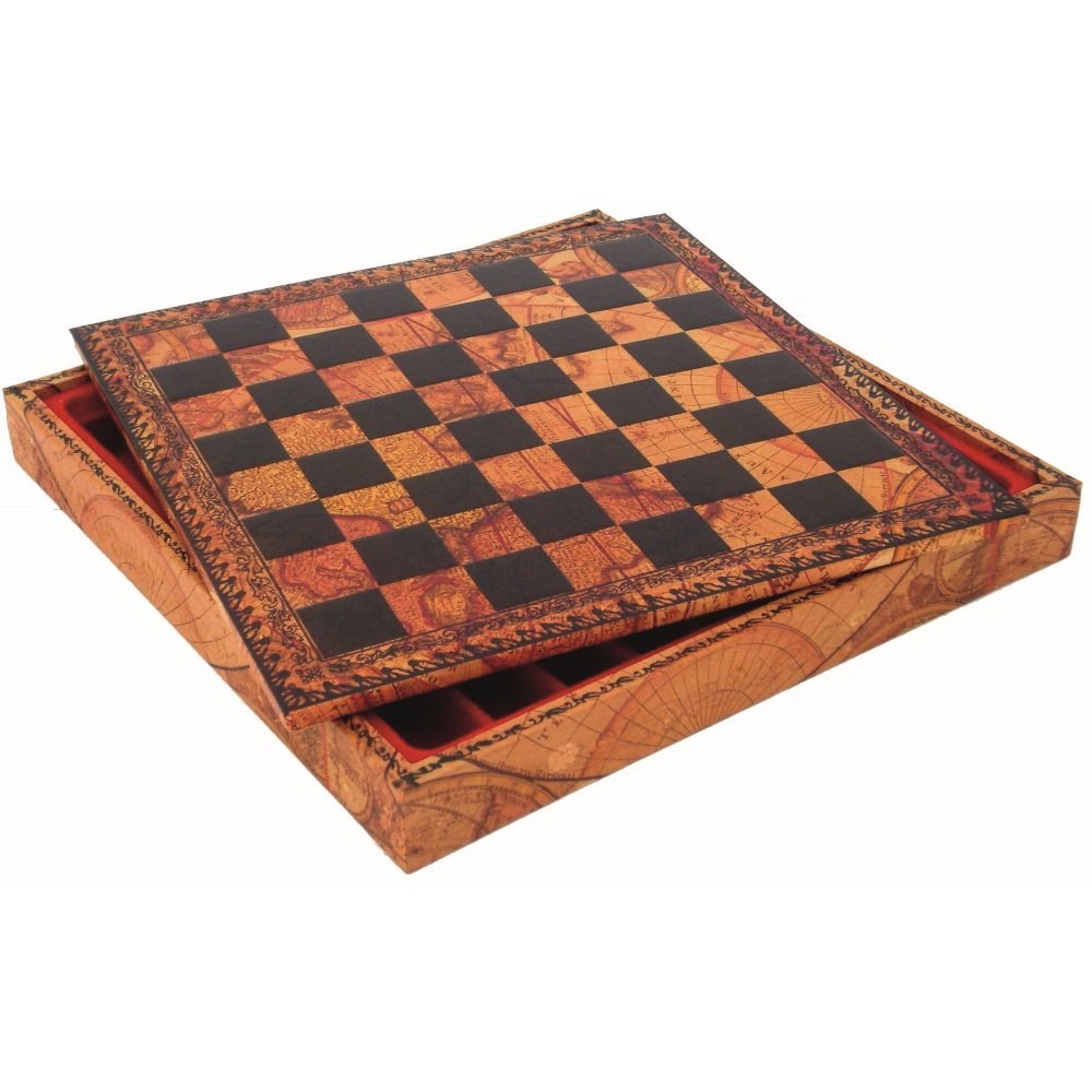 14" Italian Map Design Leatherette Storage Board w/ 1 3/8" Squares