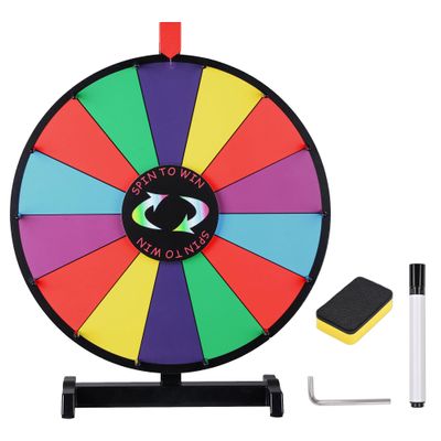 WinSpin 18" Round Tabletop Color Prize Wheel 14 Clicker Slots Heavy Duty Editable Spinning Wheel for Fortune Design Carnival Spin Game and Tradeshow, Classic Series