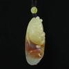 1.9"China Certified Nature Yellow Dragon Jade Fortune Gold Fish and Ruyi Fine Carved Necklace view 2