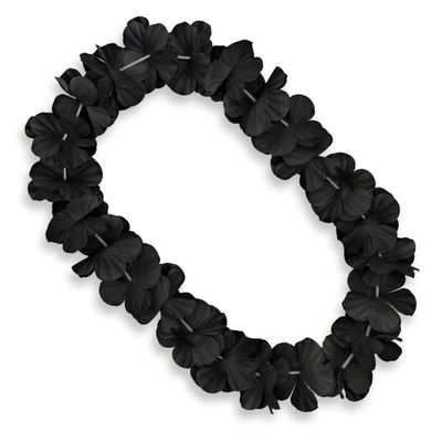 FlashingBlinkyLights Set of 12 Non-Light-Up Black Hawaiian Leis Flower Necklaces