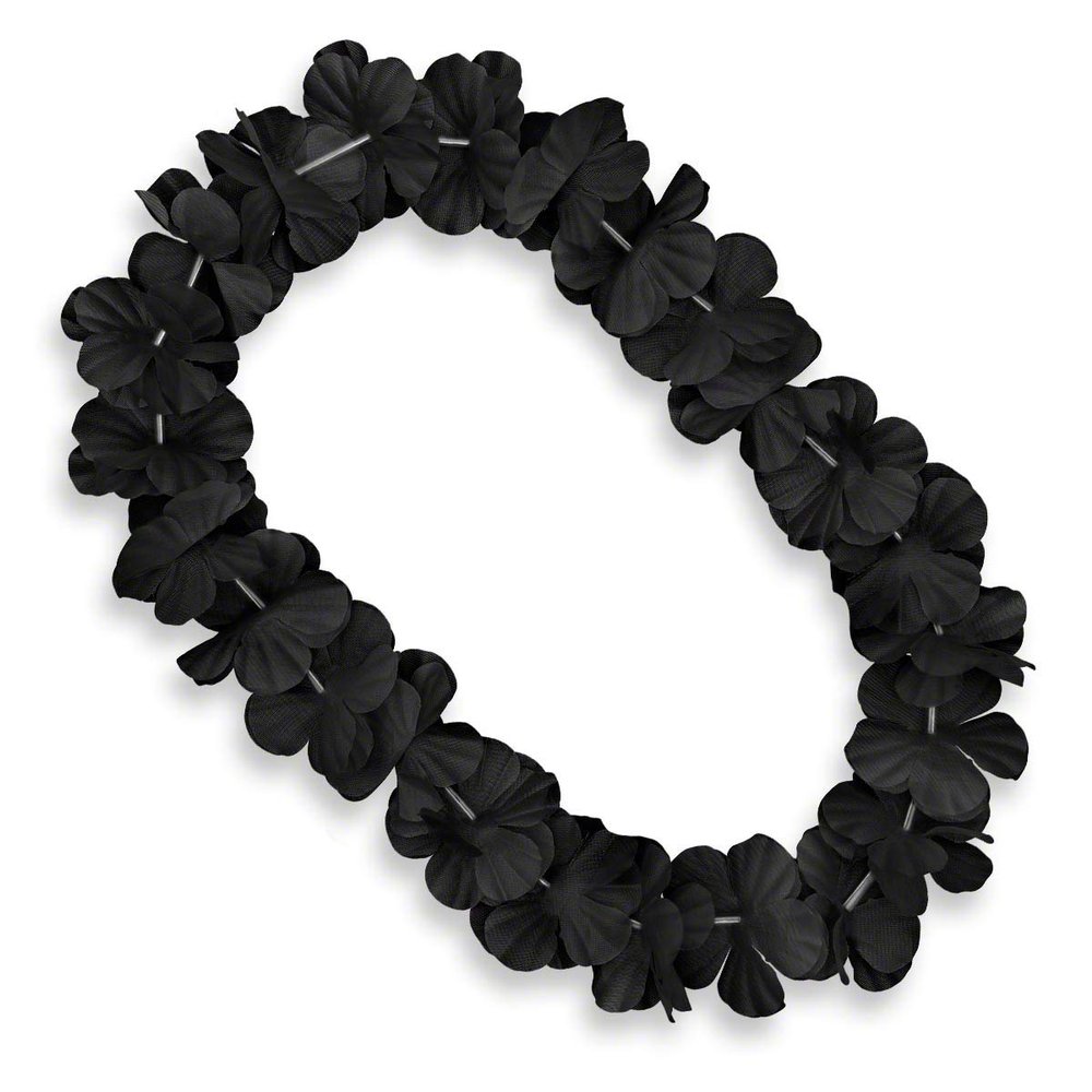 FlashingBlinkyLights Set of 12 Non-Light-Up Black Hawaiian Leis Flower Necklaces