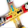 TrainLab Cross Track with Dog Bones for Wooden Railway Trains Fits Thomas Brio Melissa & Doug Imaginarium (Gold) view 1