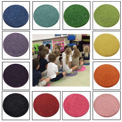 24 Rainbow Kids Crazy Carpet Circle Seats 18 Round Soft Warm Floor Mat - Cushions | Classroom, Story Time, Group Activity, Time-Out Spot Marker and Fun. Home Bedroom & Play Areas