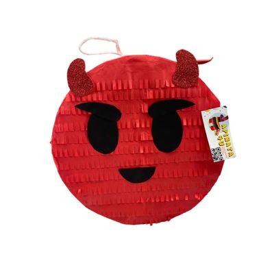 APINATA4U Devil Emoji Pinata, Red and Black Devil Face Pinata, Spooky Themed Halloween Birthday Decorations, Kids Halloween Favor, Emoji Party Supplies, Gift for Kids, 20 X 16 X 4 Inches