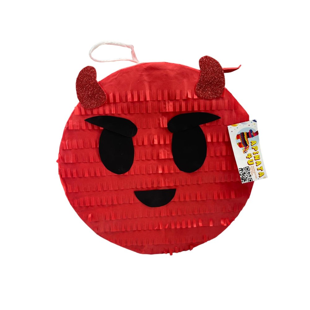 APINATA4U Devil Emoji Pinata, Red and Black Devil Face Pinata, Spooky Themed Halloween Birthday Decorations, Kids Halloween Favor, Emoji Party Supplies, Gift for Kids, 20 X 16 X 4 Inches