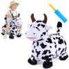 iPlay, iLearn Bouncy Pals Hopping Cow Horse, Toddler Girl Boy Inflatable Bouncing Animal Hopper Toy, Outdoor Indoor Plush Ride on Bouncer, Baby Birthday Gift 18 Month 2 3 4 Year Old Kid - Cow view 1