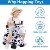 iPlay, iLearn Bouncy Pals Hopping Cow Horse, Toddler Girl Boy Inflatable Bouncing Animal Hopper Toy, Outdoor Indoor Plush Ride on Bouncer, Baby Birthday Gift 18 Month 2 3 4 Year Old Kid - Cow view 2