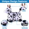 iPlay, iLearn Bouncy Pals Hopping Cow Horse, Toddler Girl Boy Inflatable Bouncing Animal Hopper Toy, Outdoor Indoor Plush Ride on Bouncer, Baby Birthday Gift 18 Month 2 3 4 Year Old Kid - Cow view 3