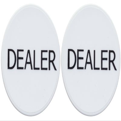 2 White Dealer Buttons Texas Holdem Poker Casino