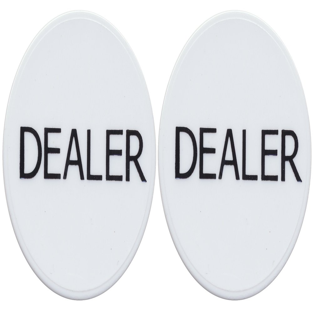2 White Dealer Buttons Texas Holdem Poker Casino