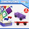 Playmags 2 Piece Car Set: with Stronger Magnets, STEM Toys for Kids, Use with All Magnetic Tiles and Blocks Sturdy, Super Durable with Vivid Clear Color Tiles. (Colors May Vary) view 2