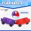 Playmags 2 Piece Car Set: with Stronger Magnets, STEM Toys for Kids, Use with All Magnetic Tiles and Blocks Sturdy, Super Durable with Vivid Clear Color Tiles. (Colors May Vary) view 3