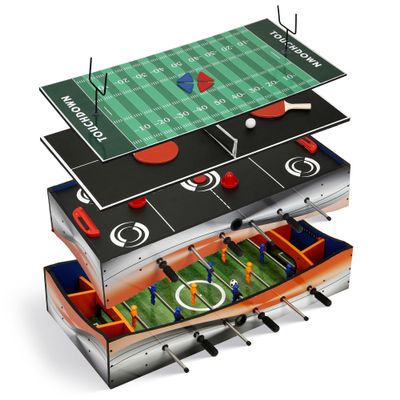 Hathaway Revolver 4 in 1 Multi Game Tabletop - 40-in Tabletop Games Set with Ping Pong, Glide Hockey, Finger Football, and Foosball Table for Family - Multi Game Table with Full Accessories