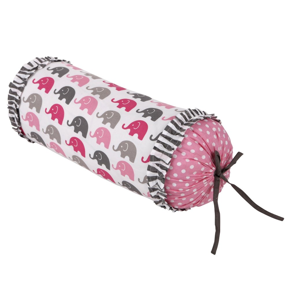Bacati - Elephants Pink/Grey Neck Roll