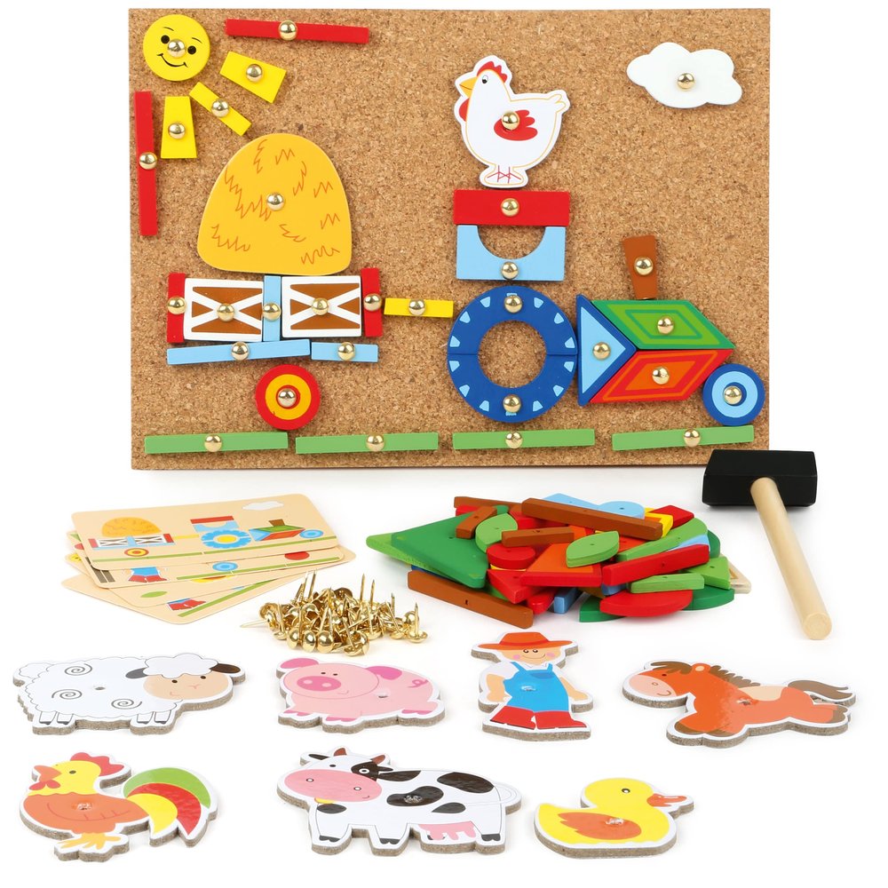 Small Foot Wooden Toys Farm Theme Hammer Arts & Crafts Playset Designed for Children Ages 6+