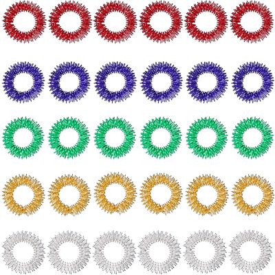 30 Pieces Acupressure Rings Spiky Sensory Rings for Fingers Stress Relief Fidget Sensory Massager for Teens Adults