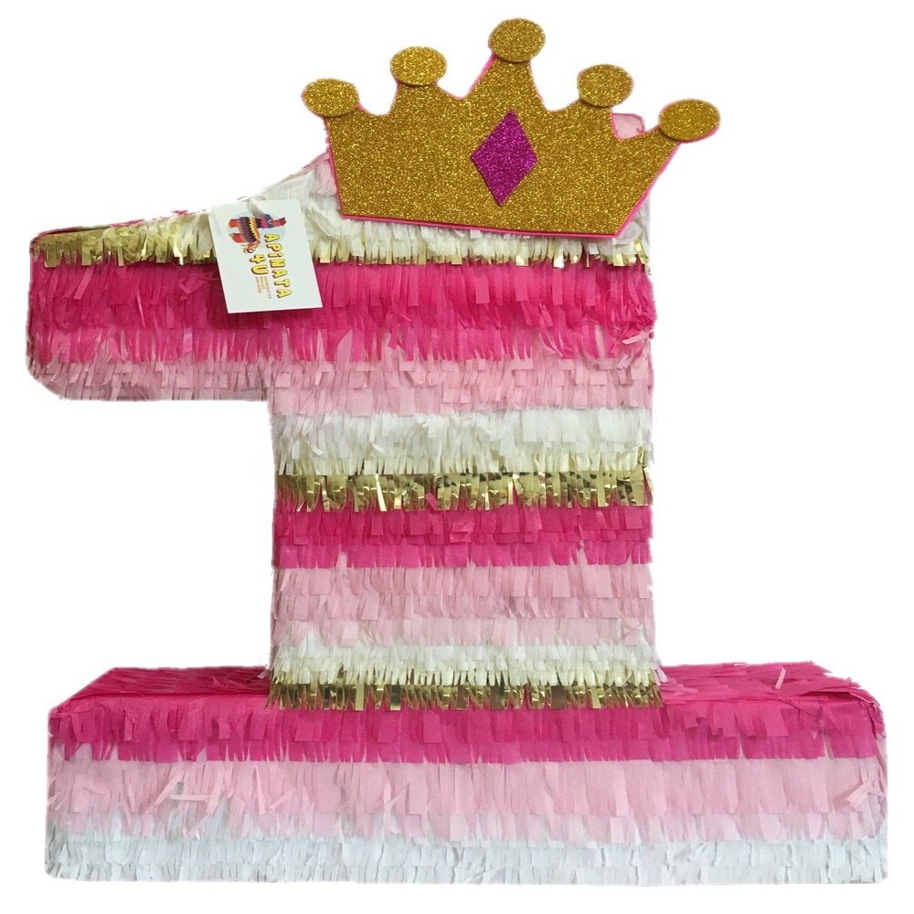 APINATA4U 20" Princess Number One Pinata - Reign in Style with a Glittering Gold Crown - Perfect for Royal Celebrations!