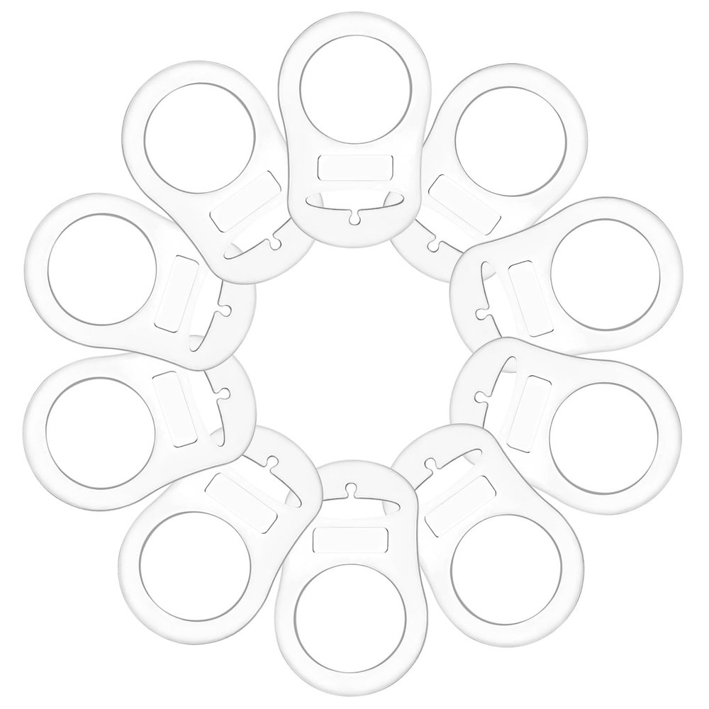 10 Pieces Silicone Adapter Rings Baby Holder and Clip MAM-Compatible (Soft &Transparent)