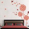 MairGwall Dandelion Wall Decal Flower Sticker Nursery Floral Wall Mural Girl Room Vinyl (Large,Dandelion - White;Four Butterflies - Tomato Red) view 2