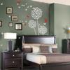 MairGwall Dandelion Wall Decal Flower Sticker Nursery Floral Wall Mural Girl Room Vinyl (X-Large,Dandelion - White;Four Butterflies - Tomato Red) view 1