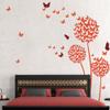 MairGwall Dandelion Wall Decal Flower Sticker Nursery Floral Wall Mural Girl Room Vinyl (X-Large,Dandelion - White;Four Butterflies - Tomato Red) view 2