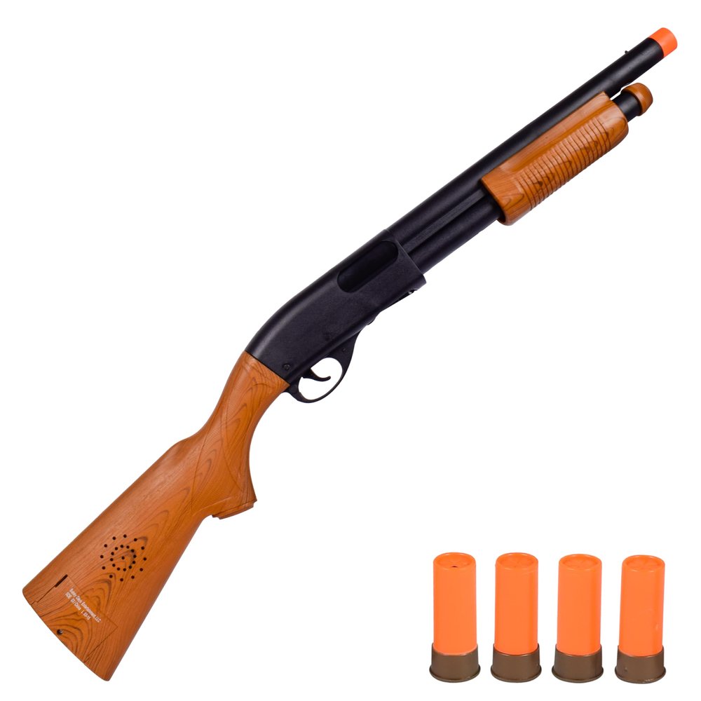 Sunny Days Entertainment Pump Action Blaster  with Realistic Sounds and Ejecting Play Shells | Hunting Role Play Toy | Cowboy Costume for Kids  Maxx Action, Wood Grain