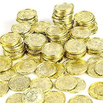 1000 Plastic Pirate Gold Play Toy Coins Birthday Party Favors Pinata Money Coin by unbranded