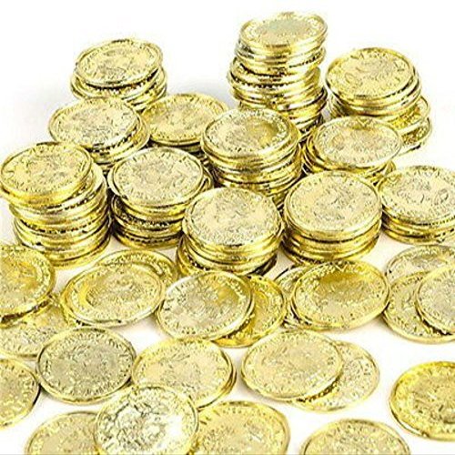 1000 Plastic Pirate Gold Play Toy Coins Birthday Party Favors Pinata Money Coin by unbranded