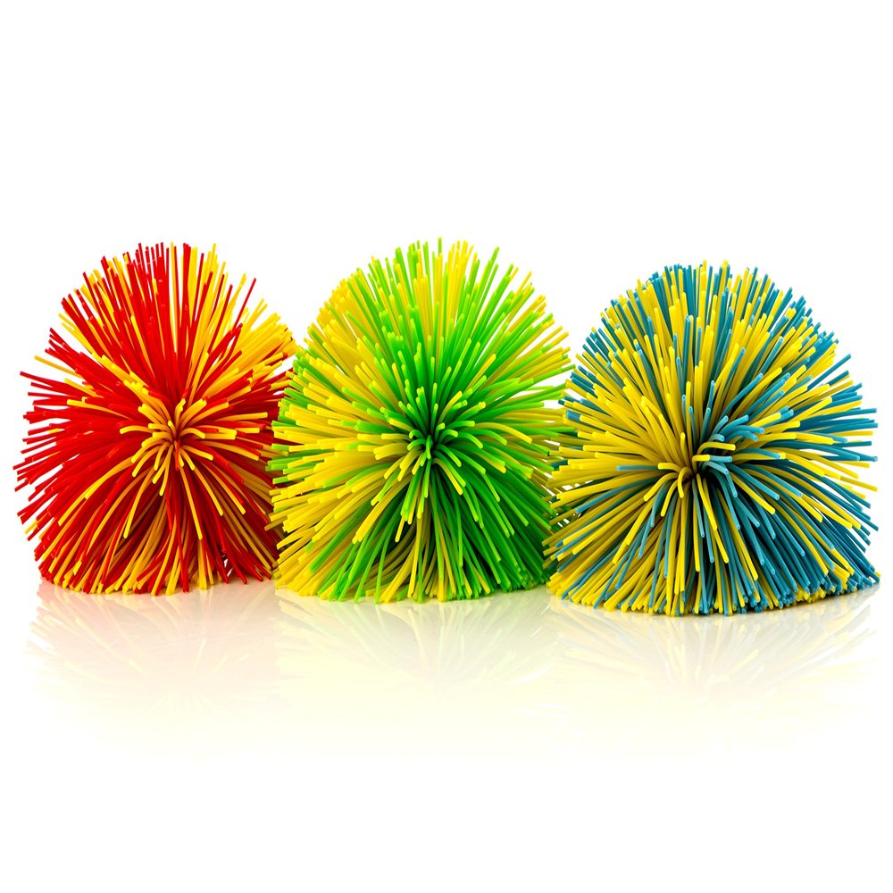IMPRESA Monkey Stringy Balls - Pack of 3 - 3 in Stress Ball - Hypoallergenic Silicone Latex-Free Spheres - Multicolor Fidget Toy with Strings