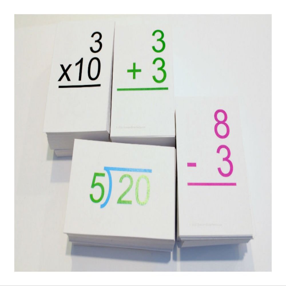 All Possible 0-12 Addition Subtraction Multiplication Division Math Flash Cards