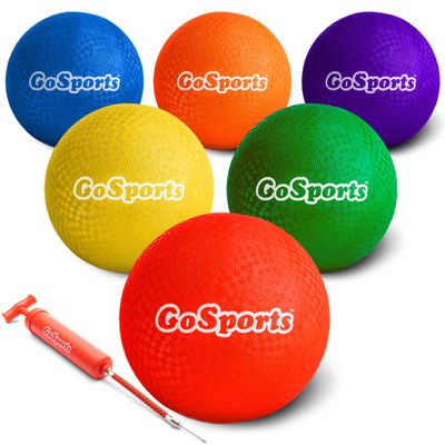 GoSports 10" Playground Ball (Set of 6) with Carry Bag and Pump