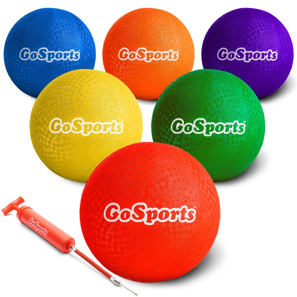 GoSports 10" Playground Ball (Set of 6) with Carry Bag and Pump