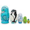 BestPysanky Set of 5 Dolphin, Whale, Seahorse Wooden Sea Animals Nesting Dolls 4.25 Inches view 1