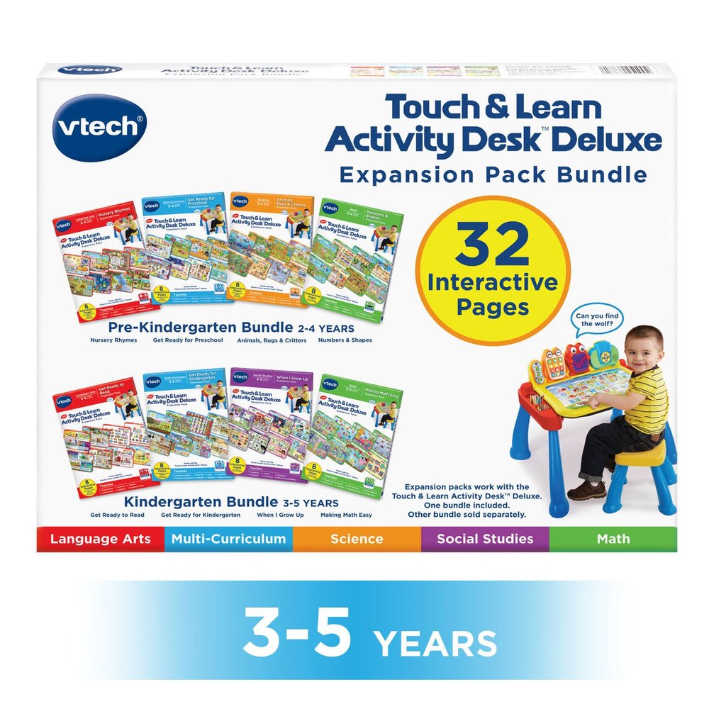 VTech Touch and Learn Activity Desk 4-in-1 Kindergarten Expansion Pack Bundle for Age 3-5
