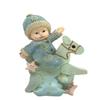 Blue Polyresin White Baby Boy Riding Horse - 12 Pieces view 4