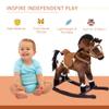 Qaba Kids Wooden Plush Ride-On Rocking Horse Chair Toy with Realistic Sounds Dark Brown/White view 3