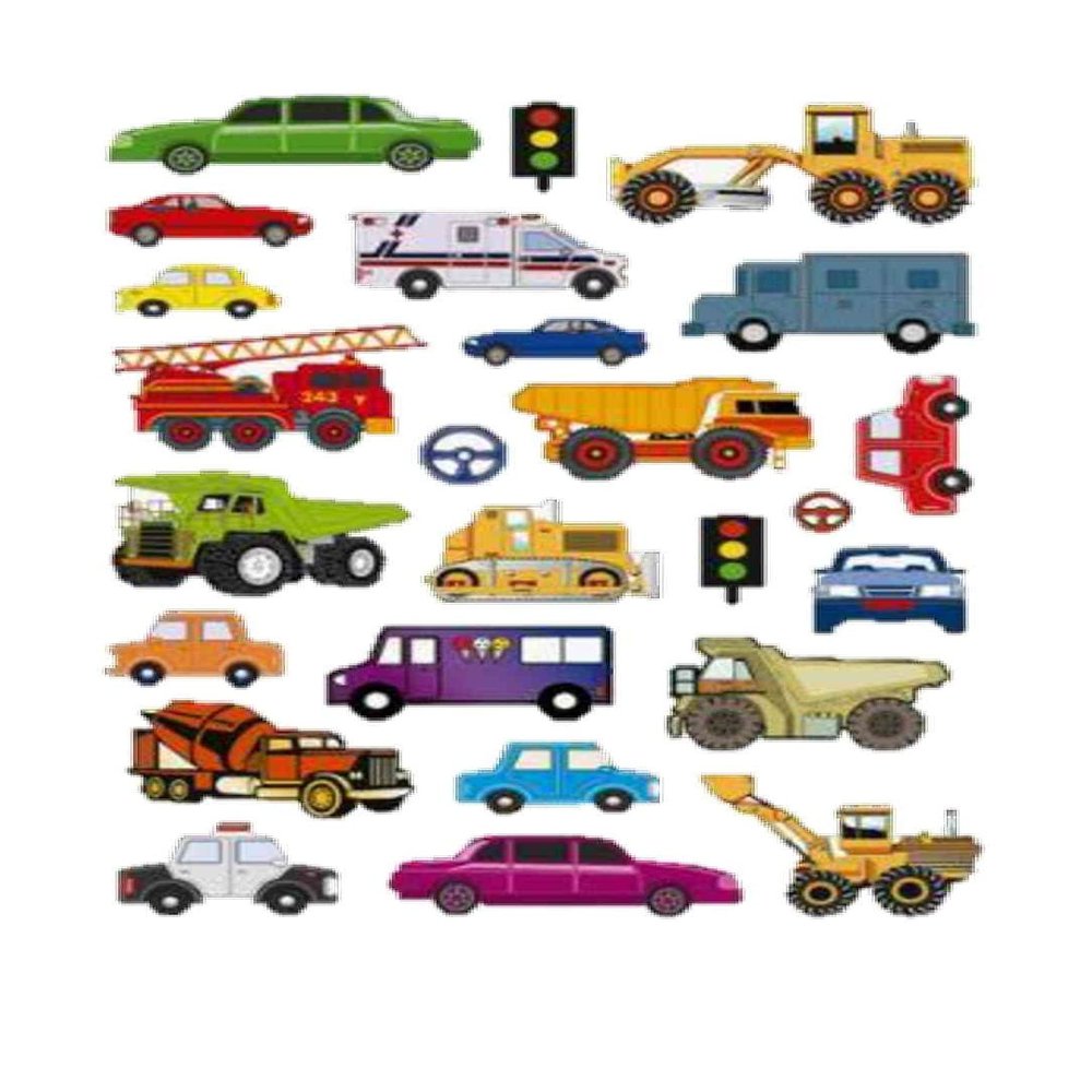 Cars, Trucks, Emergency and Construction Vehicles ~ Set of 25 Stickers (1-1)